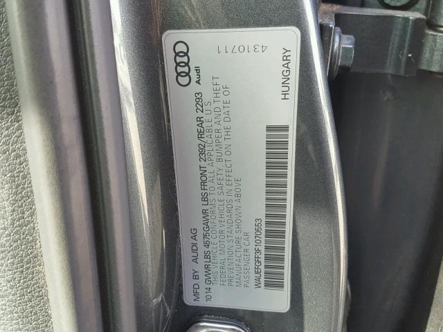 WAUEFGFF3F1070553 - 2015 AUDI A3 PREMIUM GRAY photo 10