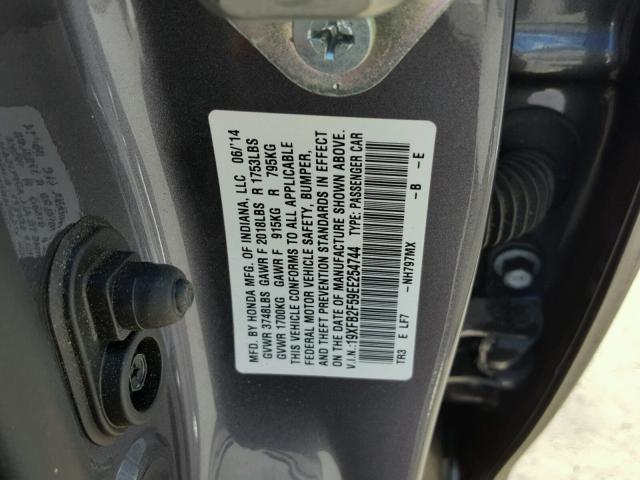 19XFB2F59EE254744 - 2014 HONDA CIVIC LX GRAY photo 10