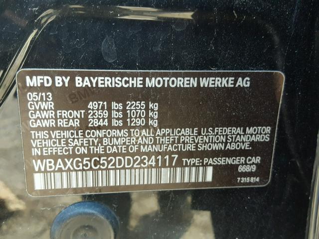 WBAXG5C52DD234117 - 2013 BMW 528 I BLACK photo 10