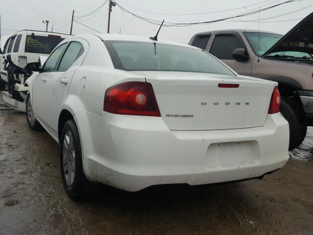 1C3CDZAB7DN568393 - 2013 DODGE AVENGER SE WHITE photo 3