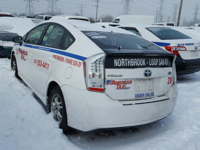 JTDKN3DUXB0270851 - 2011 TOYOTA PRIUS WHITE photo 3