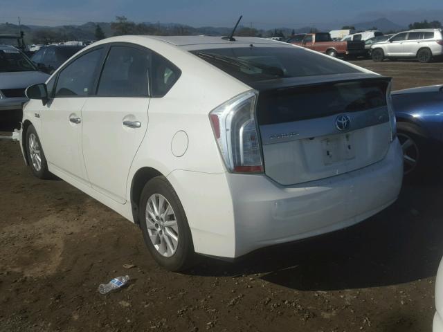 JTDKN3DP6D3044477 - 2013 TOYOTA PRIUS PLUG WHITE photo 3