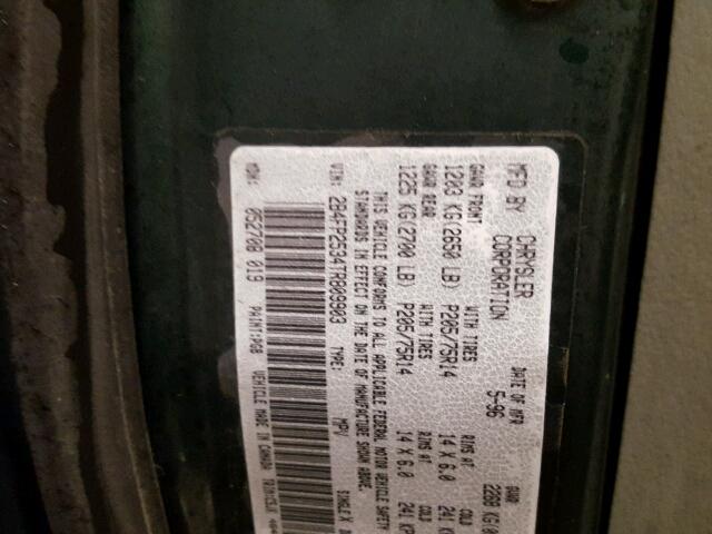 2B4FP2534TR809903 - 1996 DODGE CARAVAN GREEN photo 10