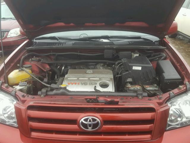 JTEEP21A950113517 - 2005 TOYOTA HIGHLANDER RED photo 7