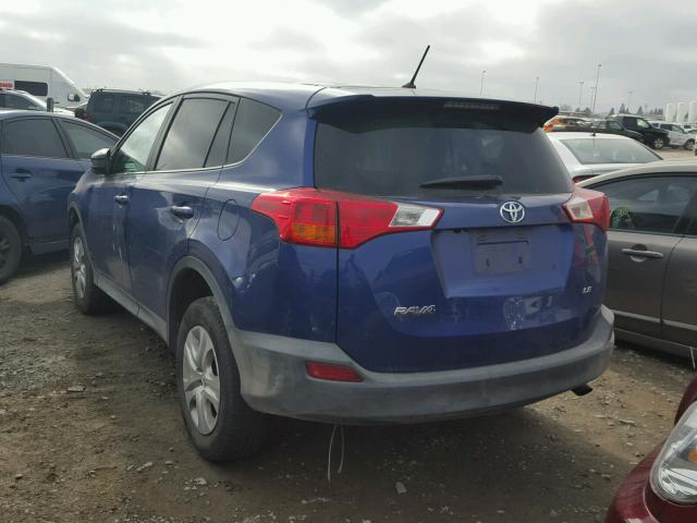 2T3ZFREV7EW119522 - 2014 TOYOTA RAV4 LE BLUE photo 3