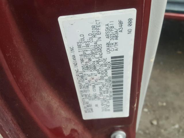 5TBBT44113S429099 - 2003 TOYOTA TUNDRA ACC RED photo 10