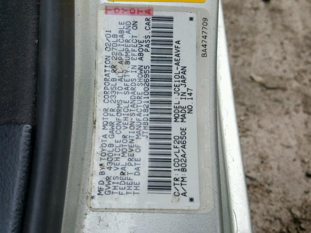 JTHBD182110026955 - 2001 LEXUS IS 300 SILVER photo 10