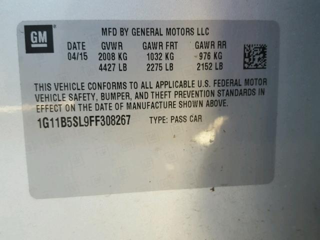 1G11B5SL9FF308267 - 2015 CHEVROLET MALIBU LS SILVER photo 10