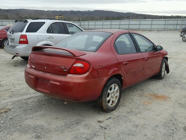 1B3ES56C84D547919 - 2004 DODGE NEON SXT RED photo 4