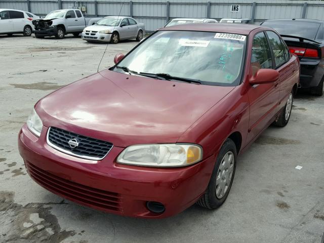 3N1CB51D6YL309009 - 2000 NISSAN SENTRA BAS BURGUNDY photo 2