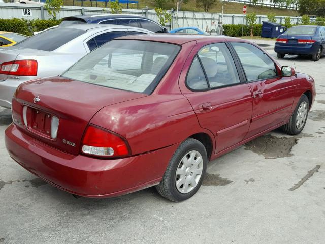 3N1CB51D6YL309009 - 2000 NISSAN SENTRA BAS BURGUNDY photo 4