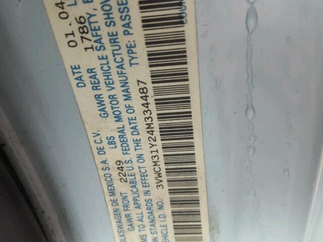 3VWCM31Y24M334487 - 2004 VOLKSWAGEN NEW BEETLE 蓝色 照片 10