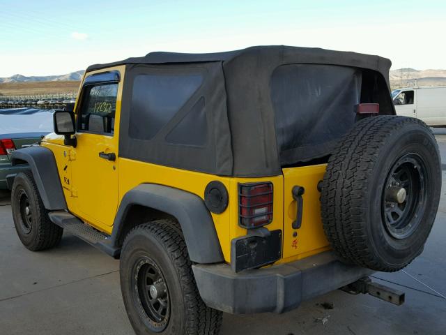 1J4FA24107L231487 - 2007 JEEP WRANGLER X YELLOW photo 3