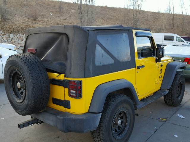 1J4FA24107L231487 - 2007 JEEP WRANGLER X YELLOW photo 4