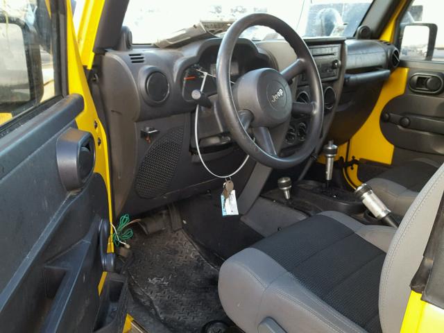 1J4FA24107L231487 - 2007 JEEP WRANGLER X YELLOW photo 9