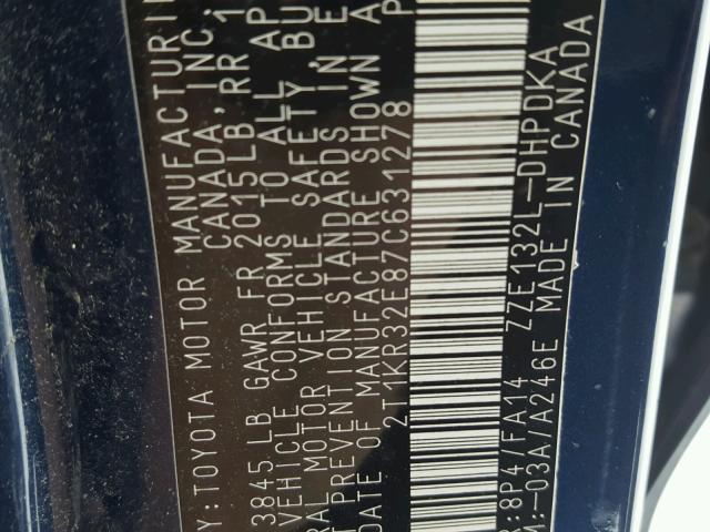 2T1KR32E87C631278 - 2007 TOYOTA MATRIX 蓝色 照片 10