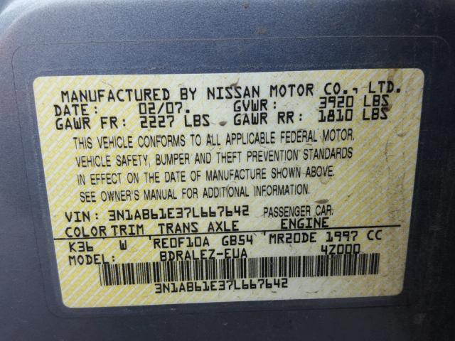 3N1AB61E37L667642 - 2007 NISSAN SENTRA 2.0 CHARCOAL photo 10