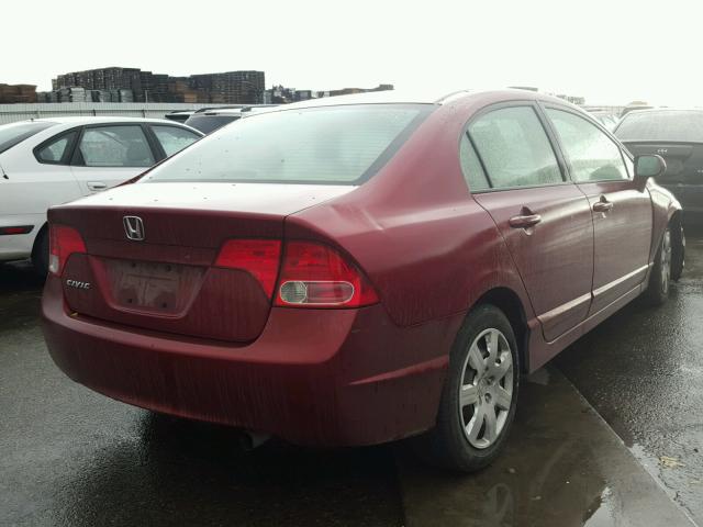 1HGFA16517L000082 - 2007 HONDA CIVIC LX RED photo 4