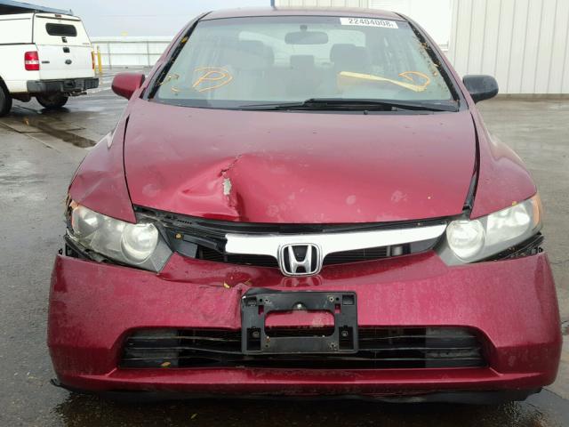 1HGFA16517L000082 - 2007 HONDA CIVIC LX RED photo 9