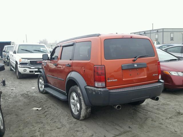 1D8GU28KX7W654761 - 2007 DODGE NITRO SXT ORANGE photo 3