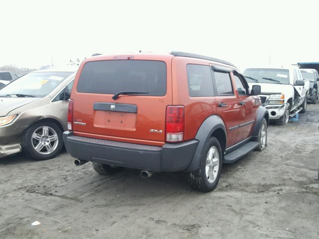 1D8GU28KX7W654761 - 2007 DODGE NITRO SXT ORANGE photo 4