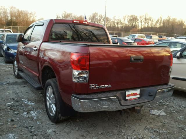 5TBEV581X7S465547 - 2007 TOYOTA TUNDRA CRE BURGUNDY photo 3