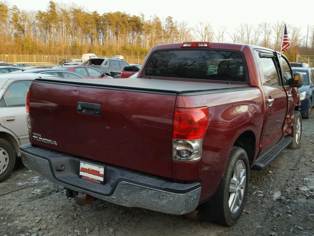 5TBEV581X7S465547 - 2007 TOYOTA TUNDRA CRE BURGUNDY photo 4