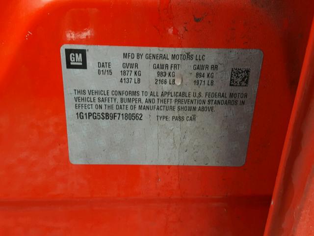 1G1PG5SB9F7180562 - 2015 CHEVROLET CRUZE LTZ RED photo 10