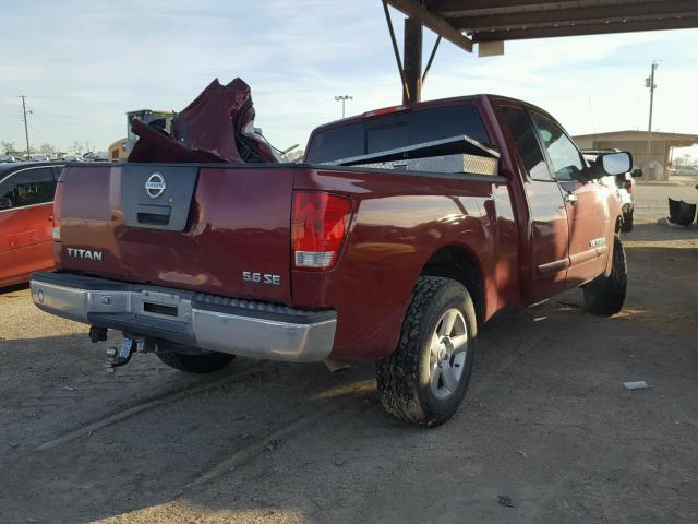 1N6AA06A26N540265 - 2006 NISSAN TITAN XE RED photo 4