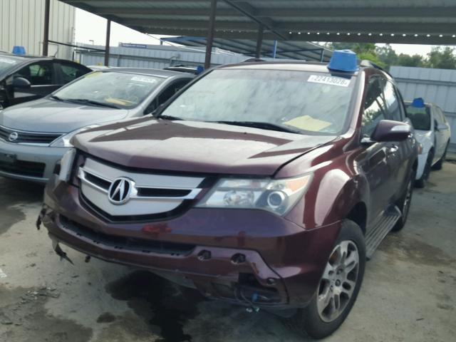 2HNYD28358H527213 - 2008 ACURA MDX TECHNO BURGUNDY photo 2