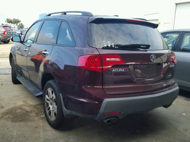 2HNYD28358H527213 - 2008 ACURA MDX TECHNO BURGUNDY photo 3