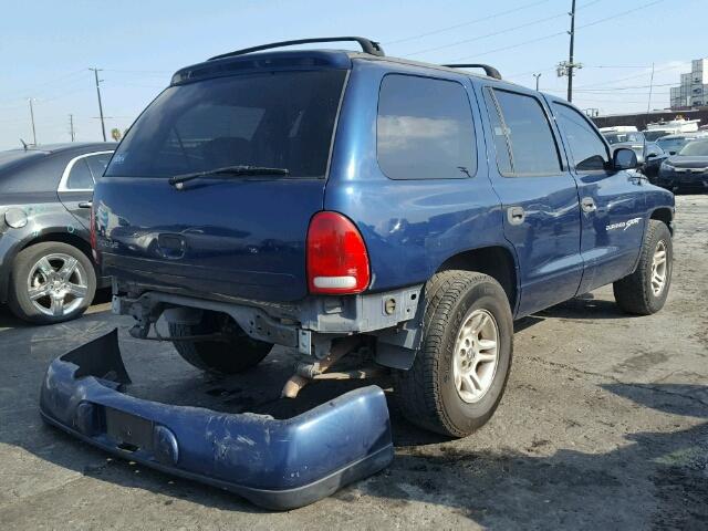 1B4HR28Y4YF299075 - 2000 DODGE DURANGO BLUE photo 4