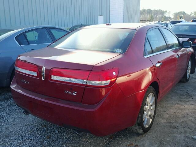 3LNHL2GC8AR634546 - 2010 LINCOLN MKZ RED photo 4