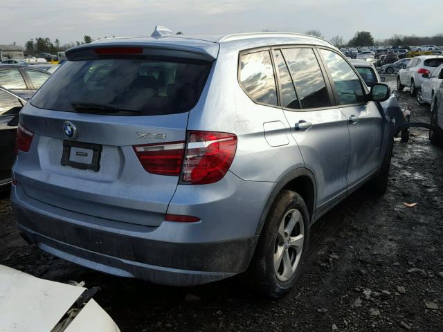 5UXWX5C56BL707372 - 2011 BMW X3 XDRIVE2 BLUE photo 4