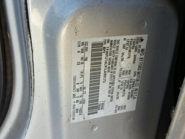 1FMPU16L91LA90173 - 2001 FORD EXPEDITION SILVER photo 10