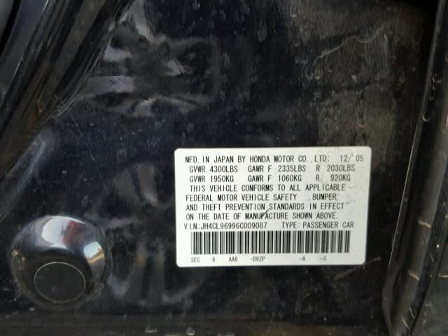 JH4CL96996C009087 - 2006 ACURA TSX BLACK photo 10