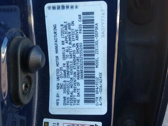 1NXBR32E25Z555293 - 2005 TOYOTA COROLLA CE BLUE photo 10