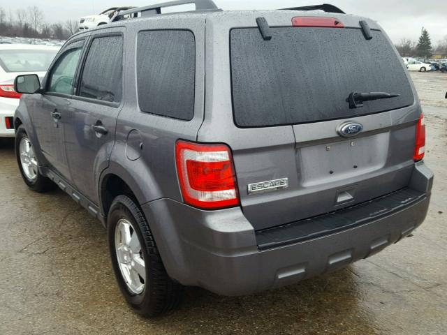 1FMCU0D7XBKA05458 - 2011 FORD ESCAPE XLT GRAY photo 3