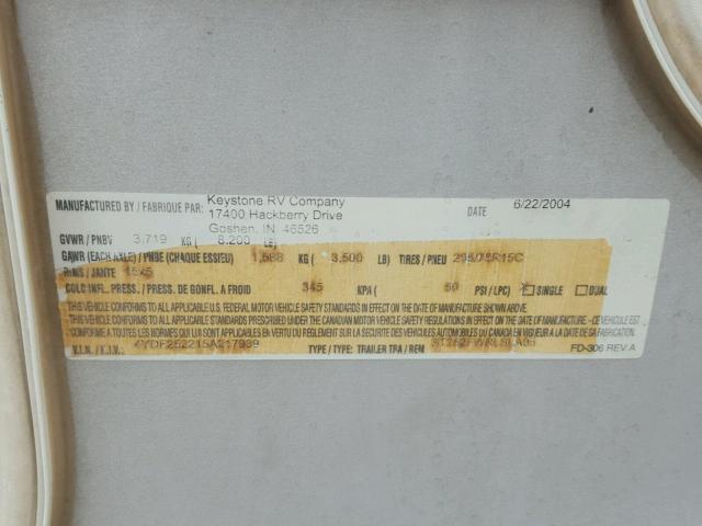 4YDF252215A217989 - 2005 KEYSTONE SPRINTER Ağ foto 10
