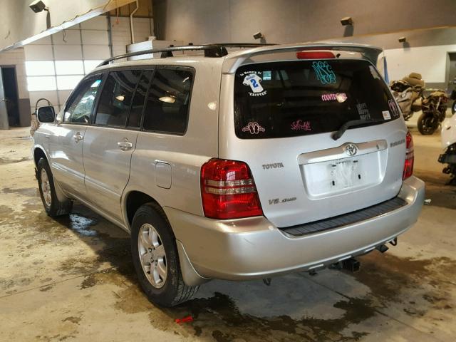 JTEHF21A220073373 - 2002 TOYOTA HIGHLANDER SILVER photo 3