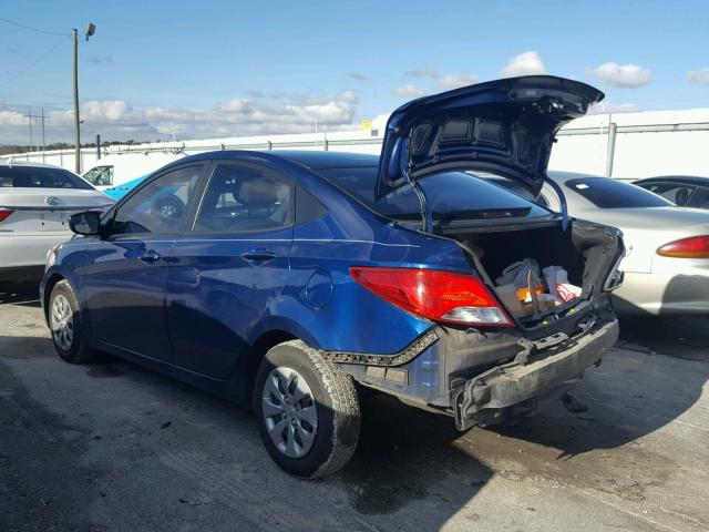 KMHCT4AE0FU889112 - 2015 HYUNDAI ACCENT GLS BLUE photo 3