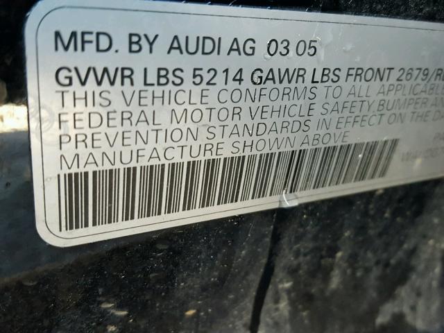 WAUDG74F45N105541 - 2005 AUDI A6 3.2 QUA BLACK photo 10