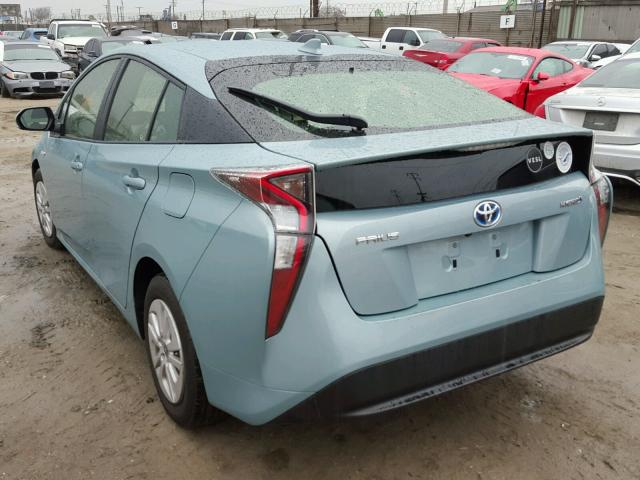 JTDKBRFU7G3000426 - 2016 TOYOTA PRIUS GREEN photo 3