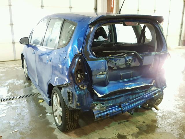 JHMGD38638S022456 - 2008 HONDA FIT SPORT BLUE photo 3