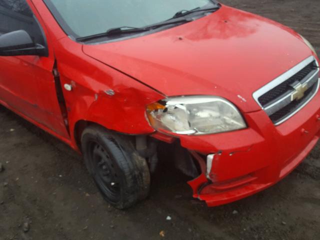 KL1TD56627B097508 - 2007 CHEVROLET AVEO BASE RED photo 9