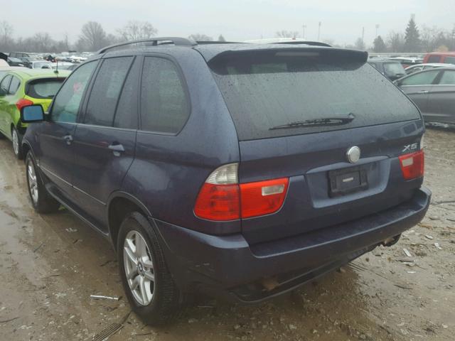 5UXFA13544LU45025 - 2004 BMW X5 3.0I BLUE photo 3