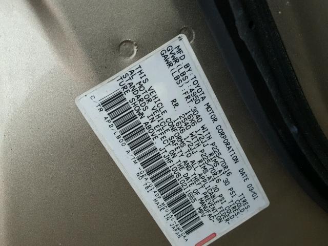 JTJHF10U810211665 - 2001 LEXUS RX 300 GOLD photo 10