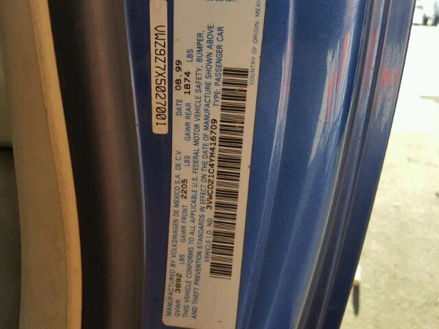 3VWCD21C4YM416709 - 2000 VOLKSWAGEN NEW BEETLE 蓝色 照片 10