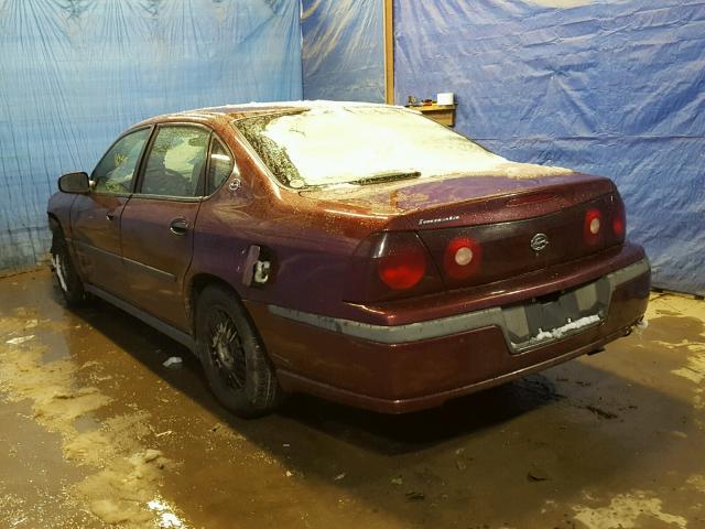 2G1WF55E129200302 - 2002 CHEVROLET IMPALA MAROON photo 3