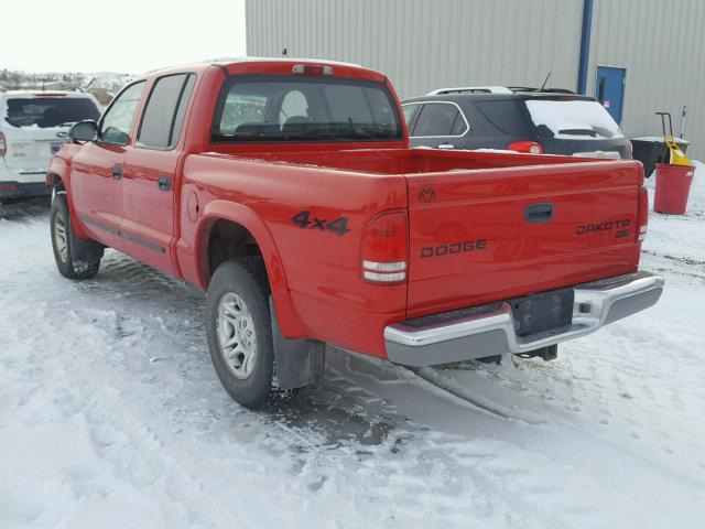 1D7HG48N93S192832 - 2003 DODGE DAKOTA QUA RED photo 3